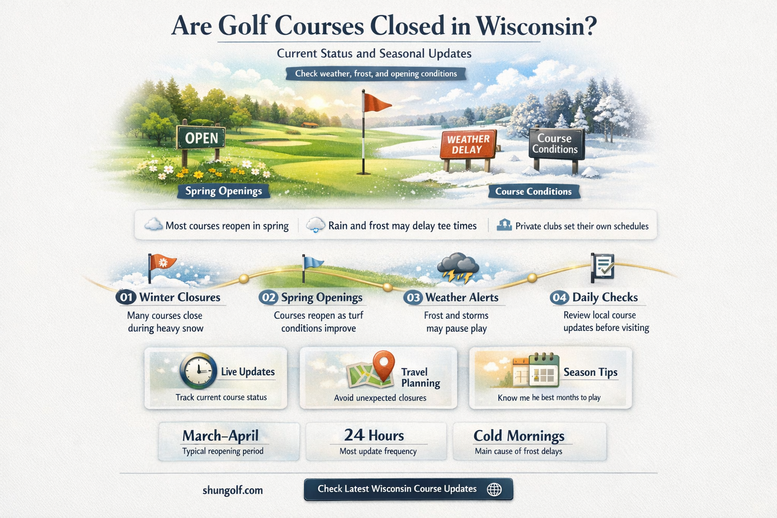 are golf courses closed in wi