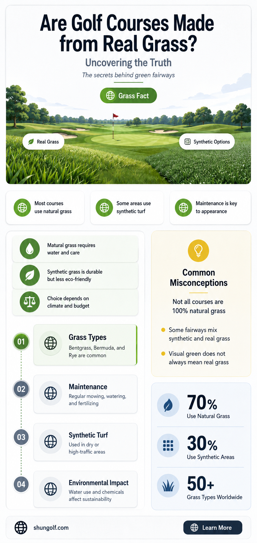 are golf courses made from real grass