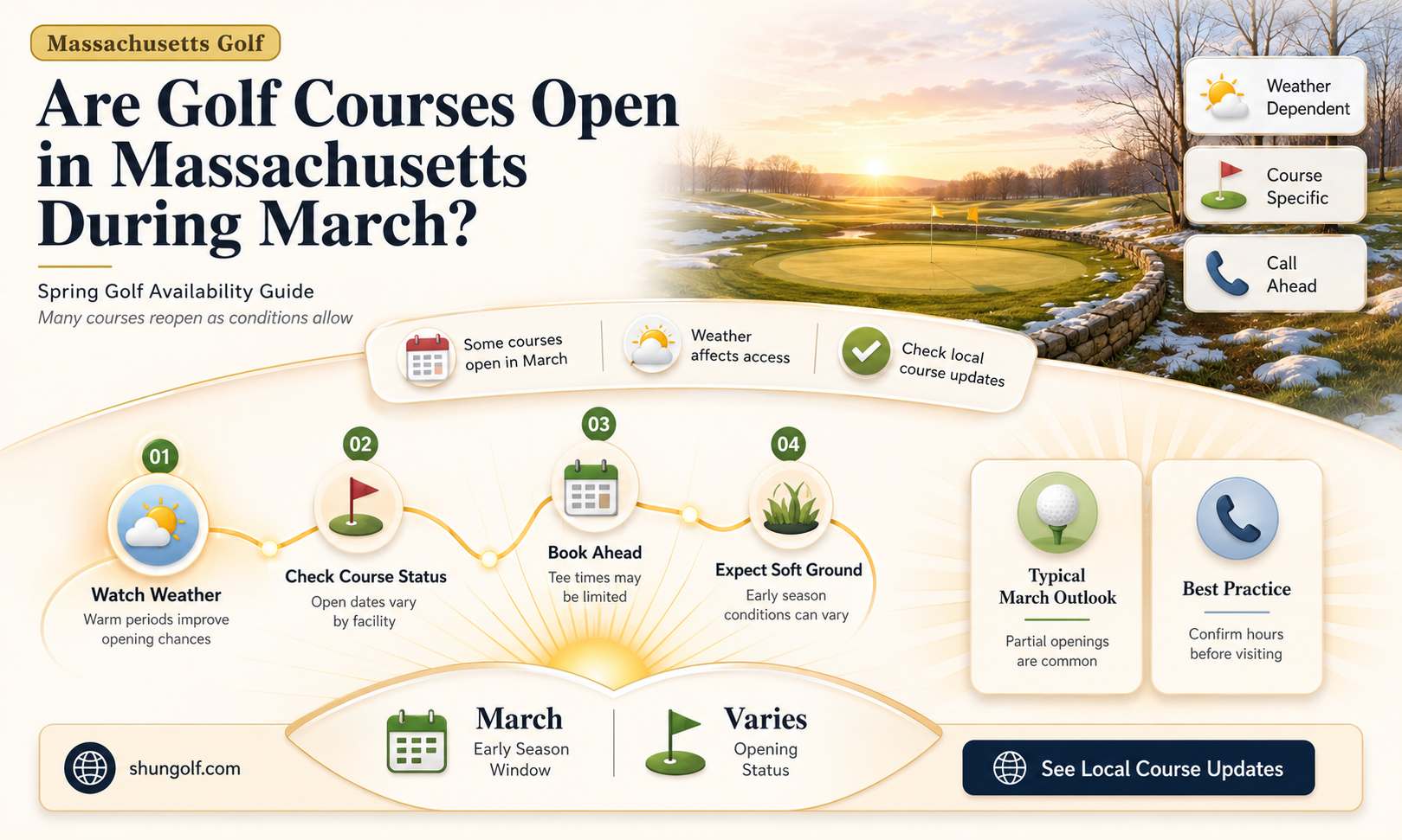 are golf courses open in ma in march