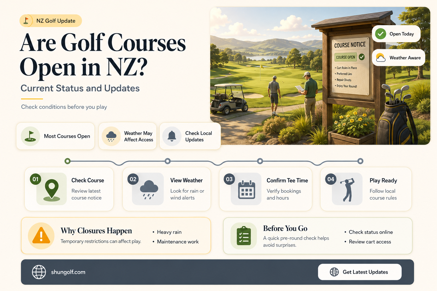 are golf courses open in nz