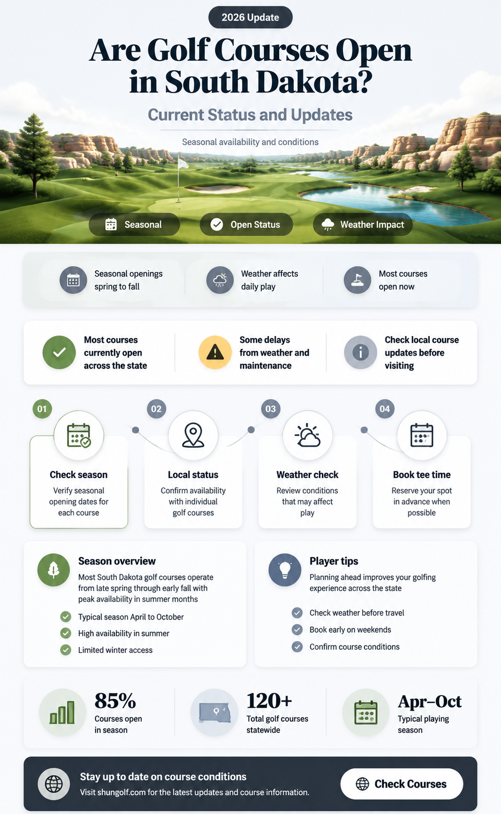 are golf courses open in south dakota