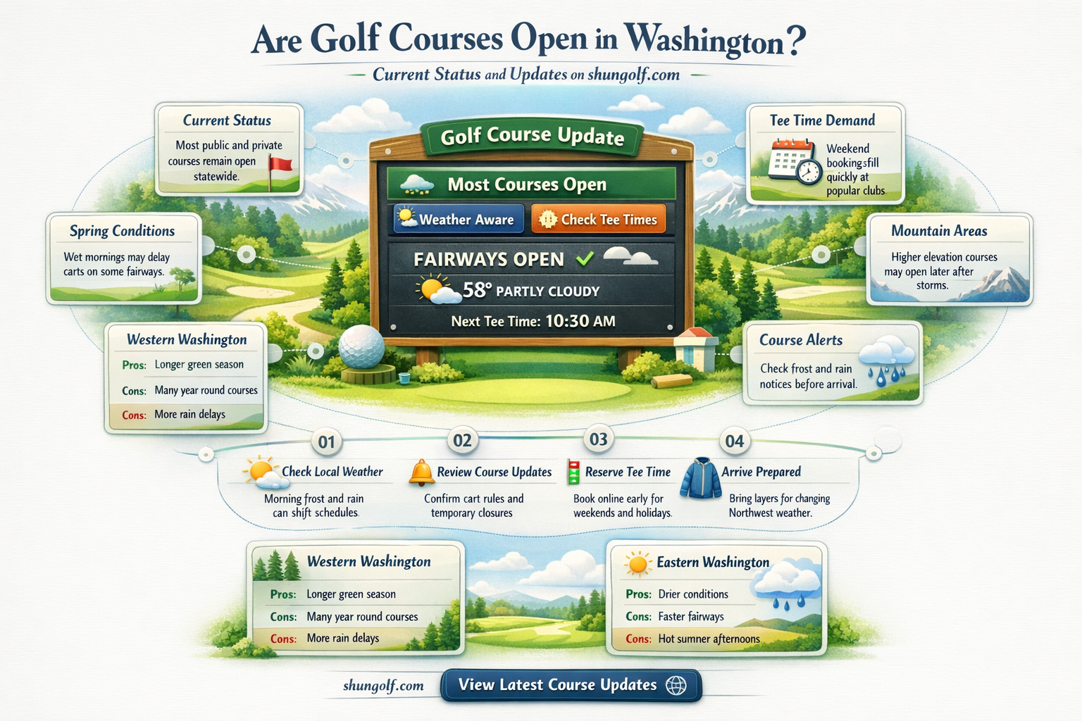 are golf course open in washington