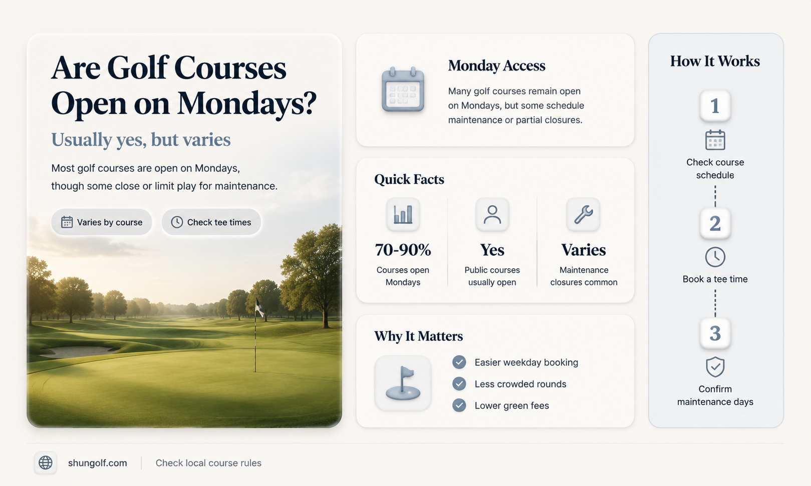 are golf courses open monday