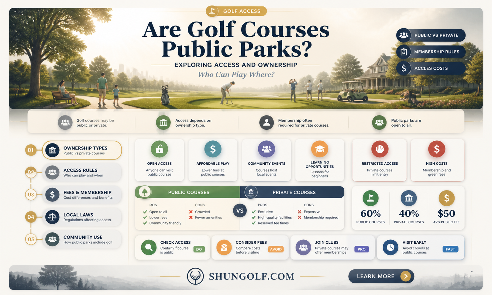 are all golf courses considered public parks
