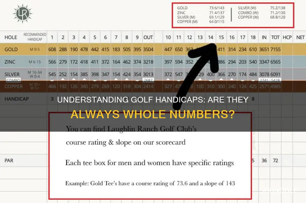 are golf handicaps whole numbers