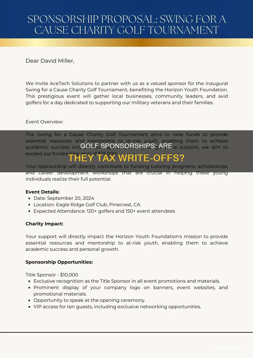 are golf sponsorships tax deductible