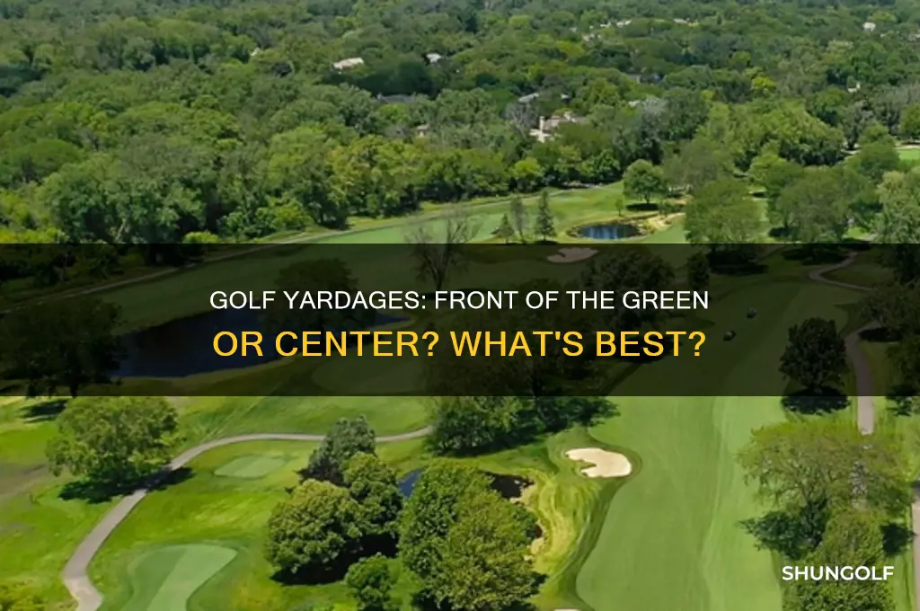 are golf yardages to the front of the green