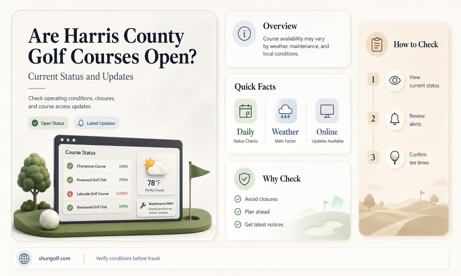 are golf courses open in harris county