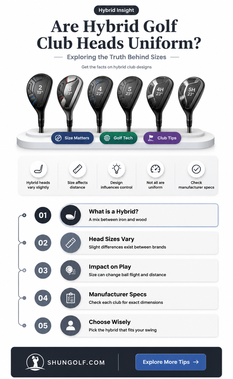 are all hybrid golf club heads the same size