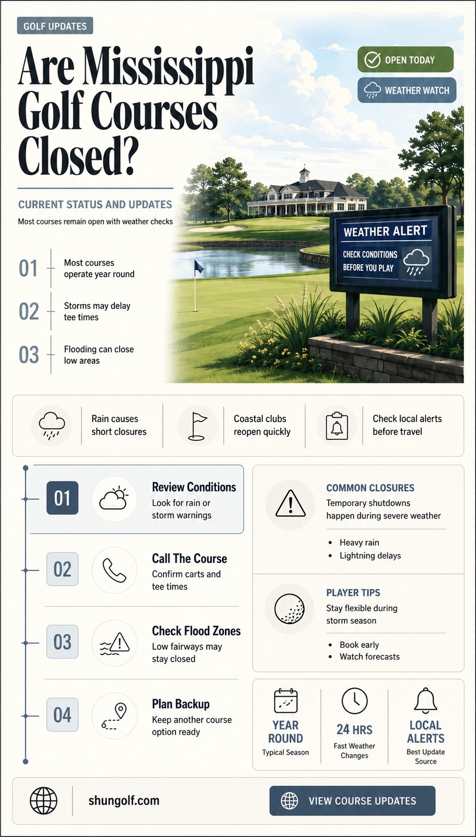 are golf courses closed in mississippi