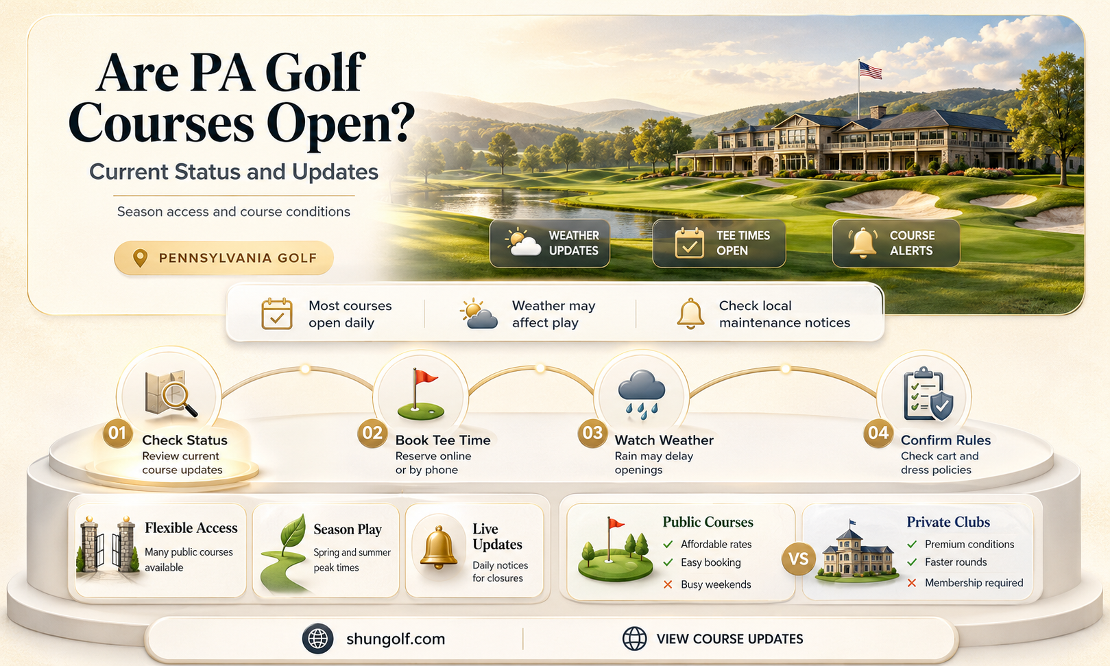 are golf course open in pa