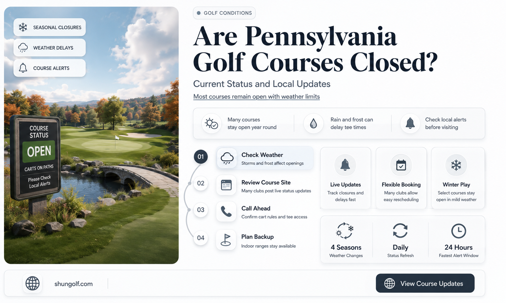 are golf course closed in pennsylvania