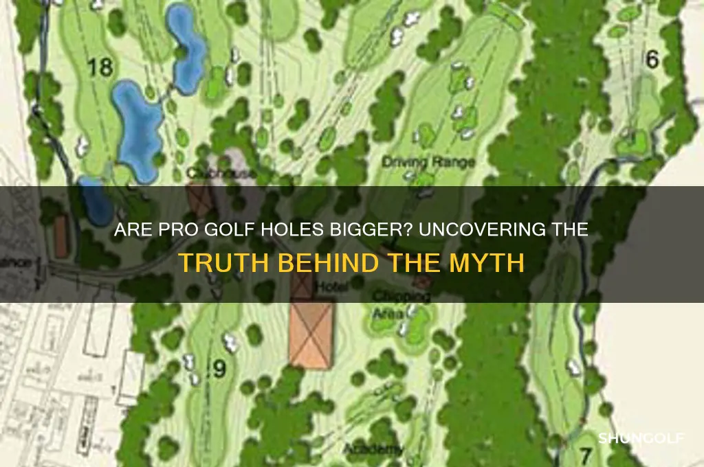 are professional golf holes bigger