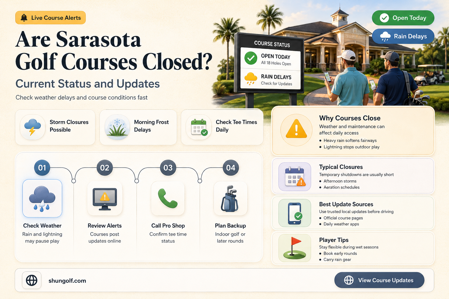 are golf courses closed in sarasota