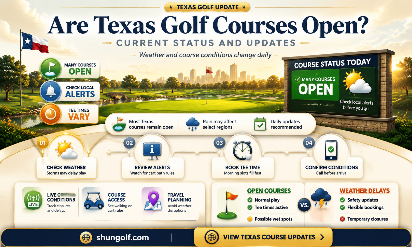 are golf courses in texas open
