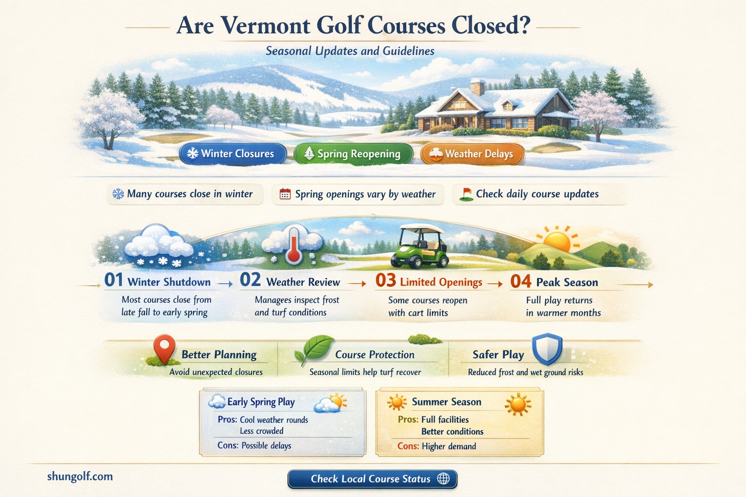 are golf courses closed in vermont
