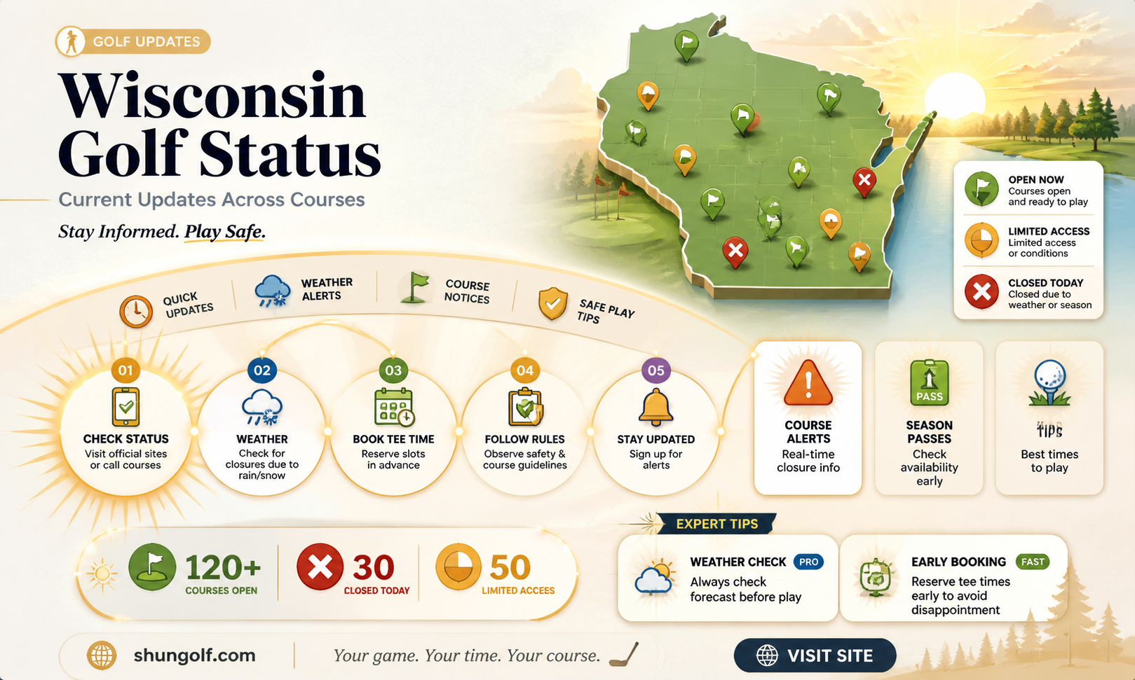 are all golf courses closed in wisconsin