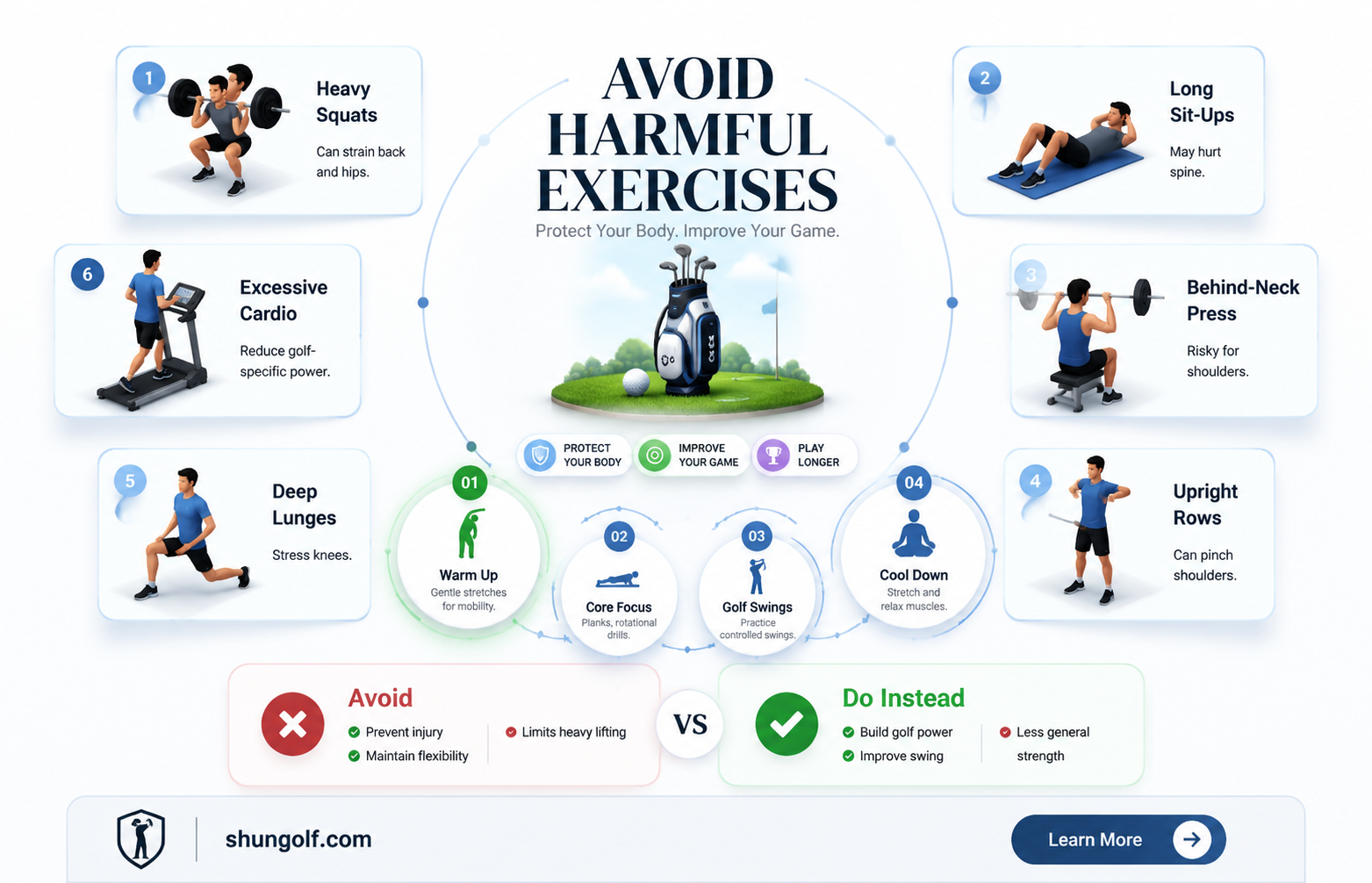 are certain excercises bad for golf