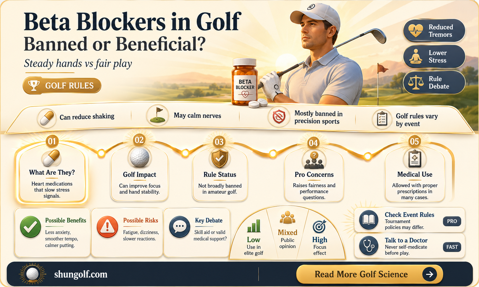are beta blockers banned in golf
