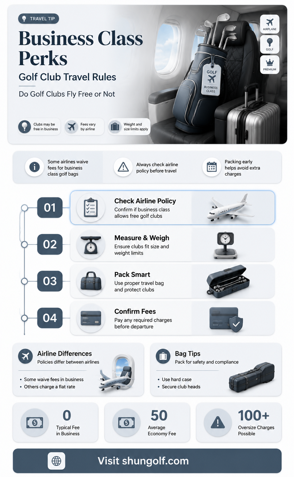 are golf clubs included in business class