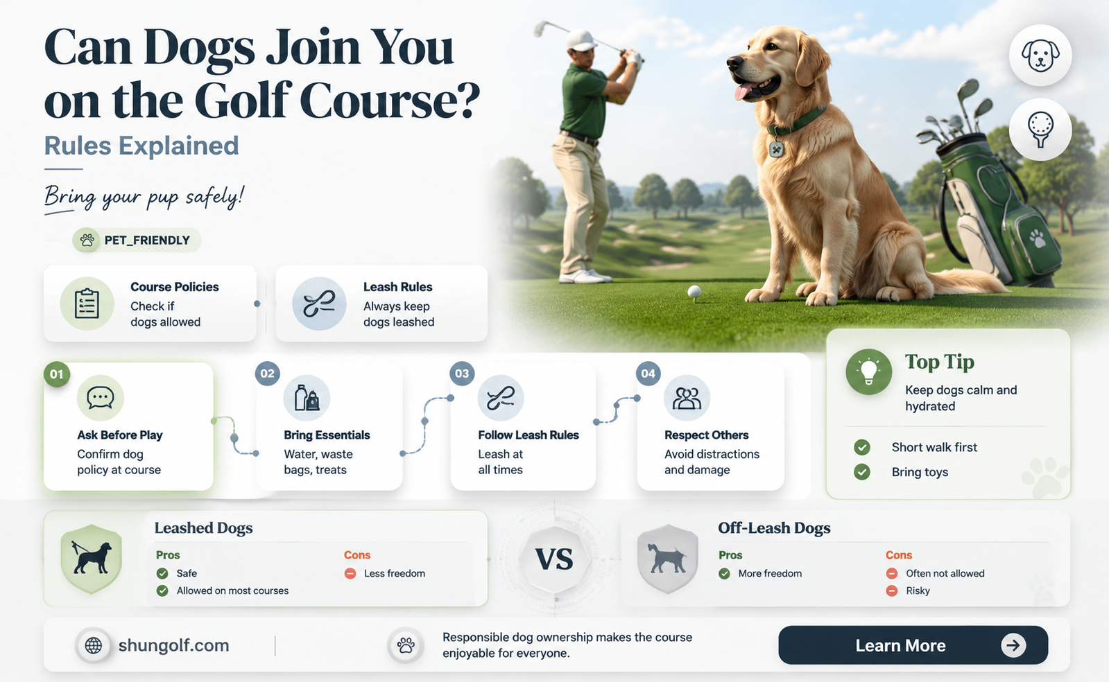 are dogs allowed at golf courses