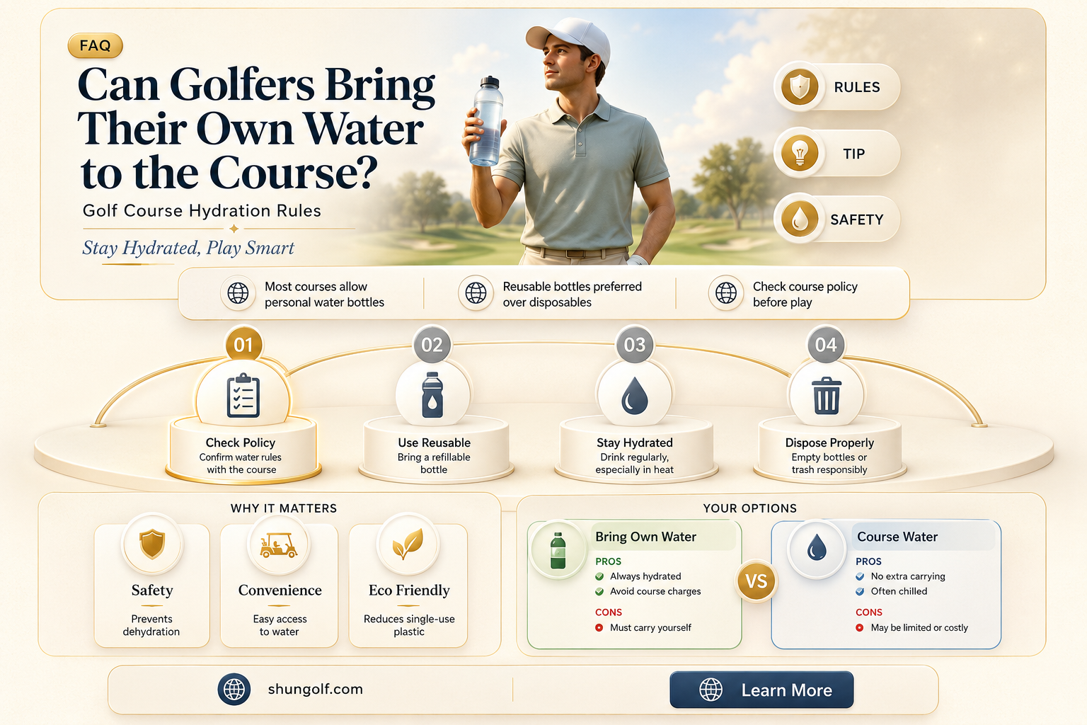 are golf courses ok with bringing water