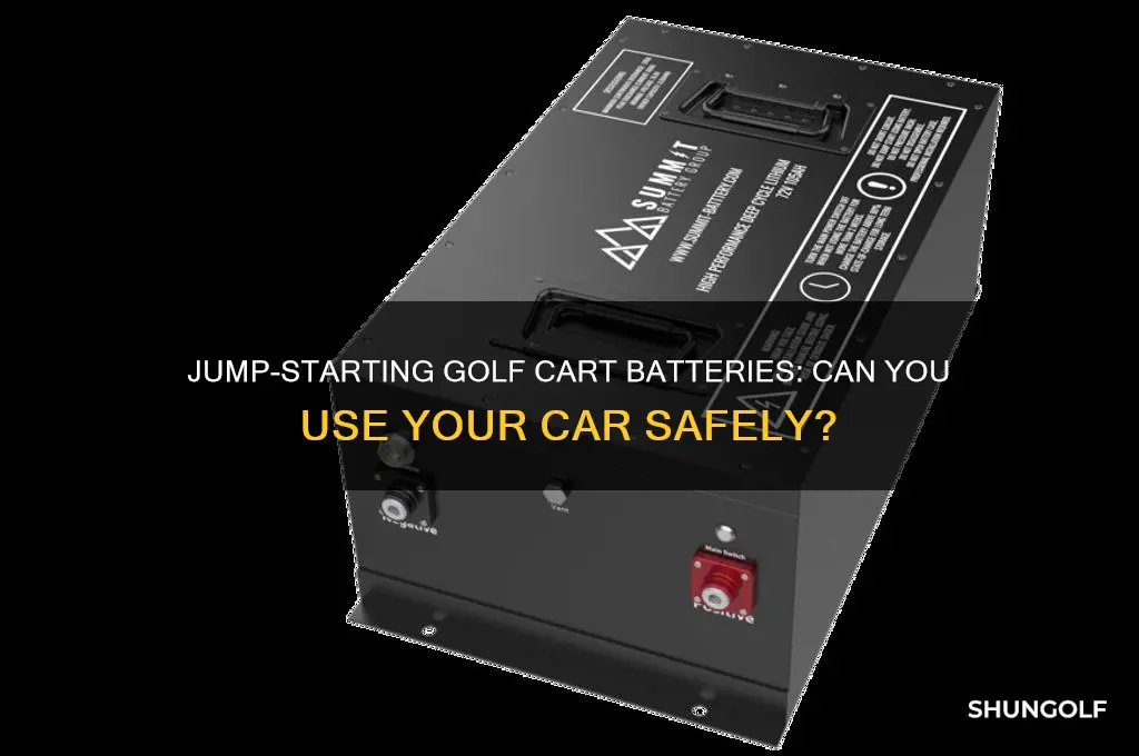 can i jump a golf cart battery with my car