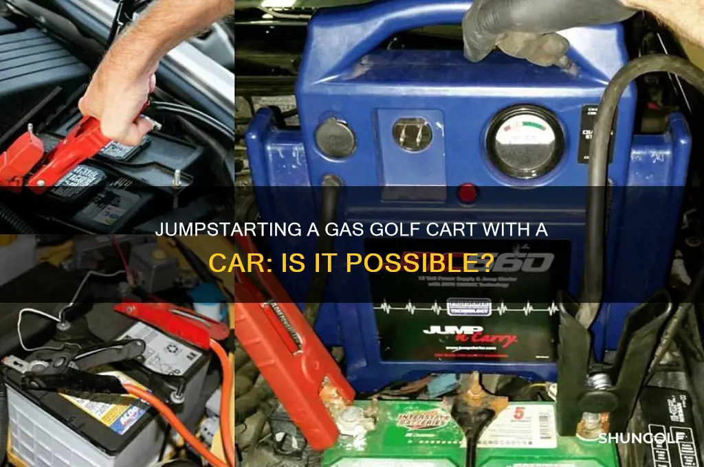 can you jumpstart a gas golf cart with a car