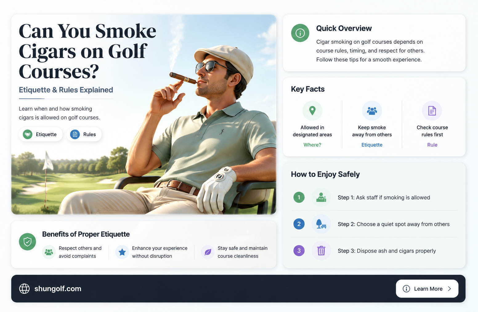 are cigars allowed on golf courses