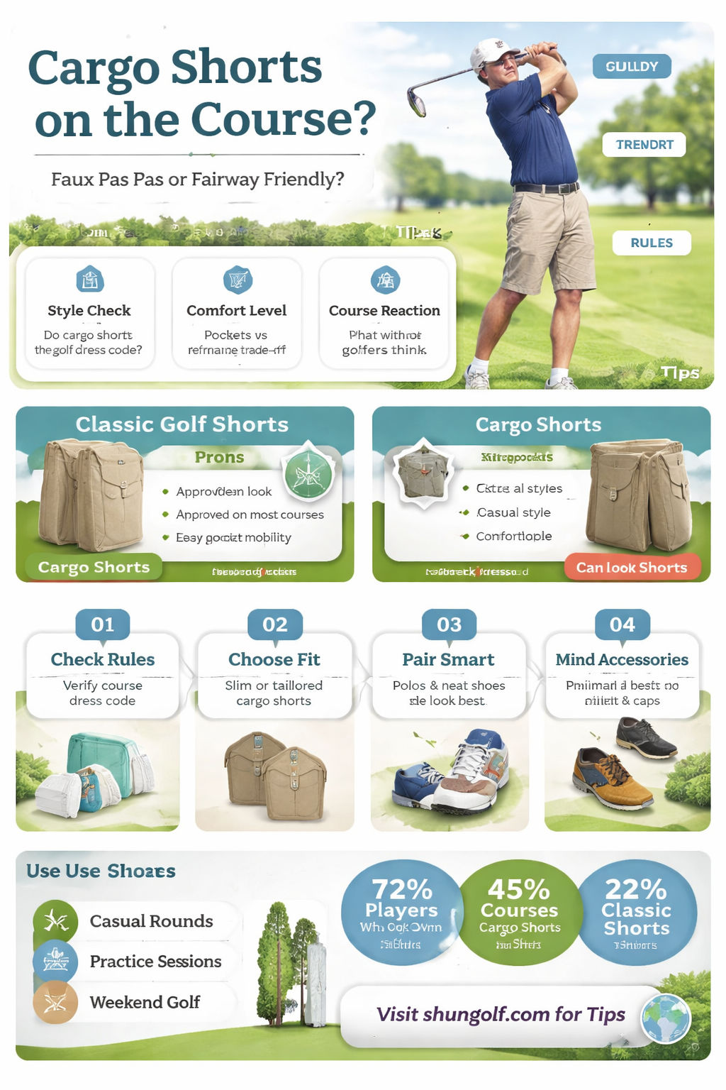 are cargo shorts allowed on golf courses