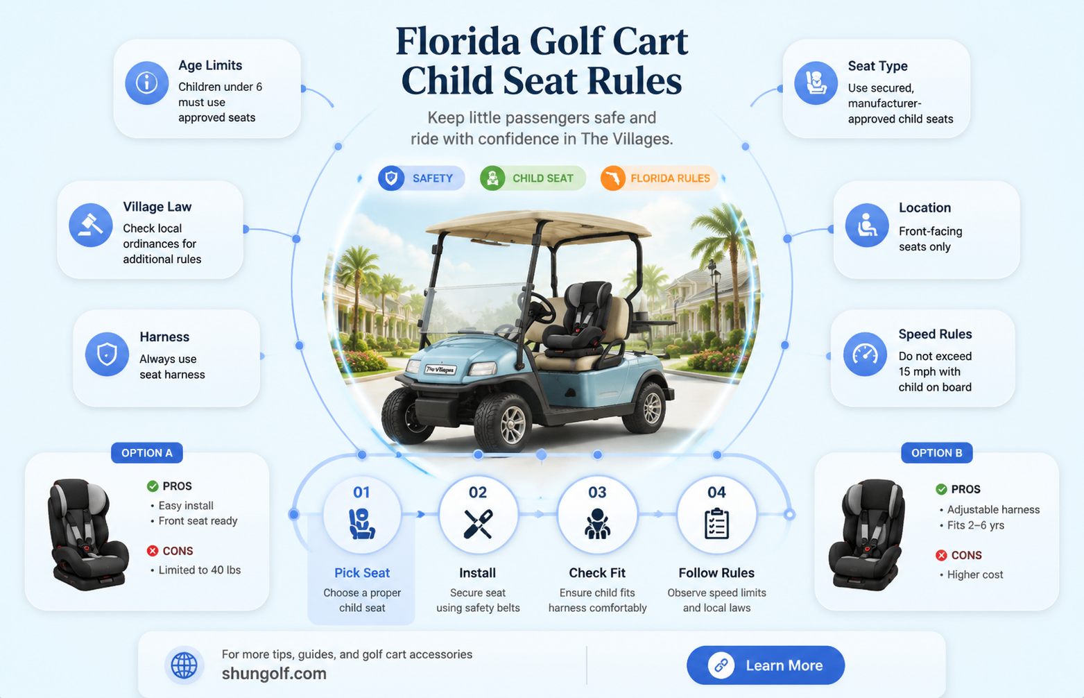 are child seats required in golf carts villages florida
