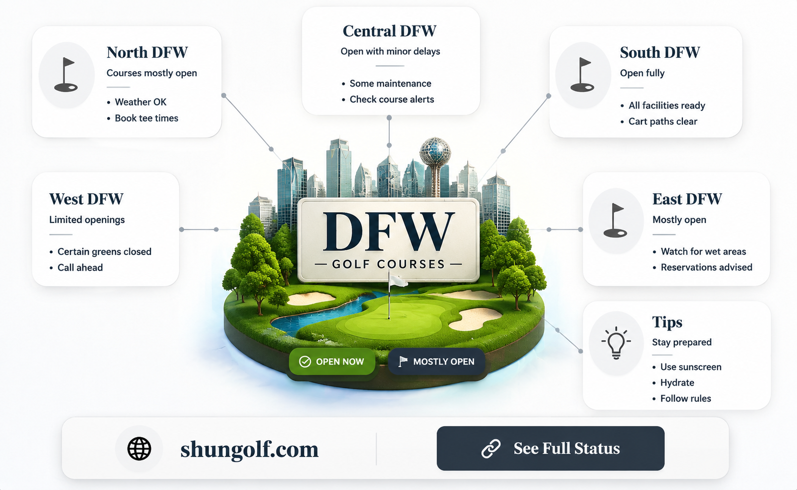 are dfw golf courses open