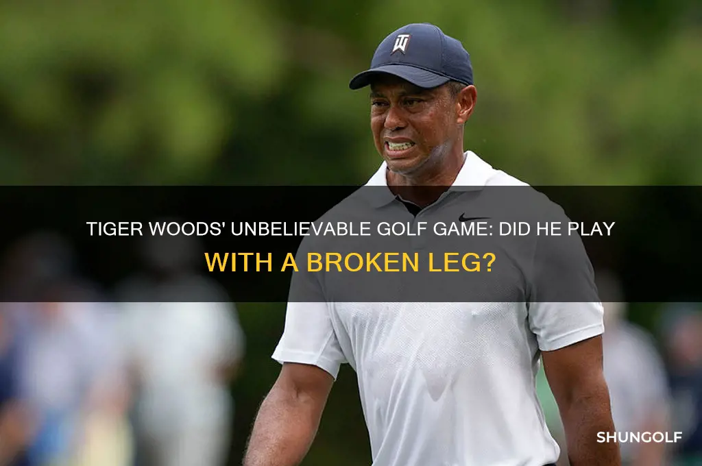 did tiger woods play golf with a broken leg