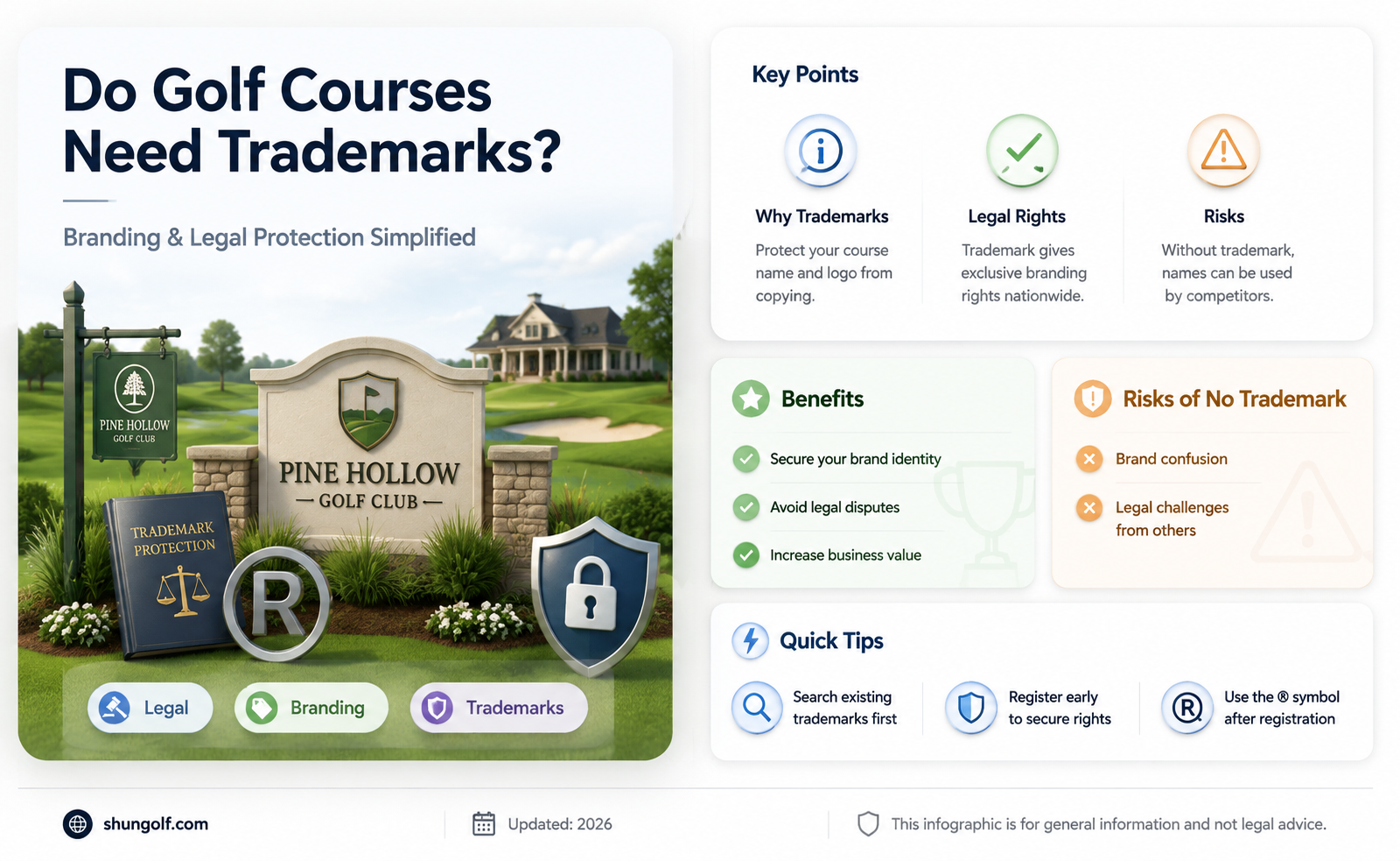 are any trademarks needed for a golf course