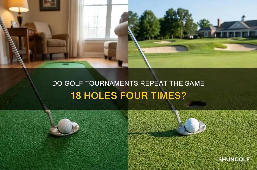 do golf tournaments play the same 18 course 4 times