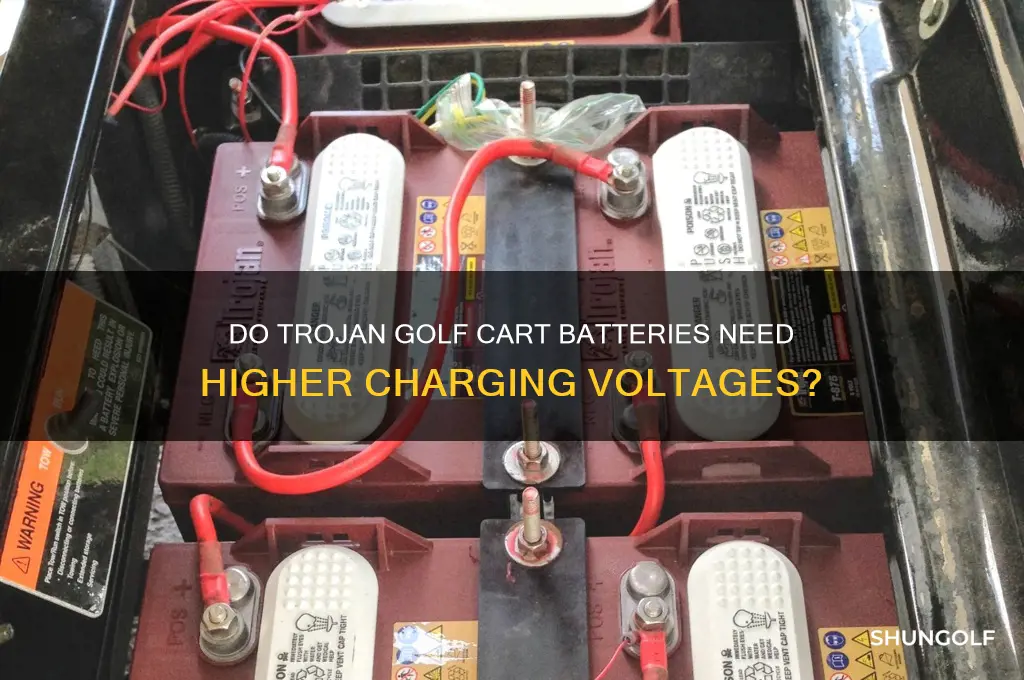 do trojan golf cart batteries require a higher charging voltages
