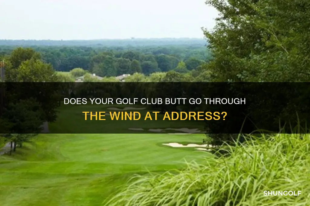 does butt of golf club go thru wiat at address