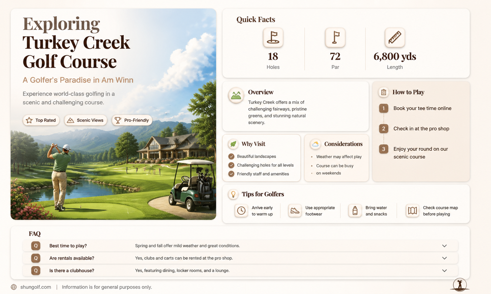 am winn to turkey creek golf course