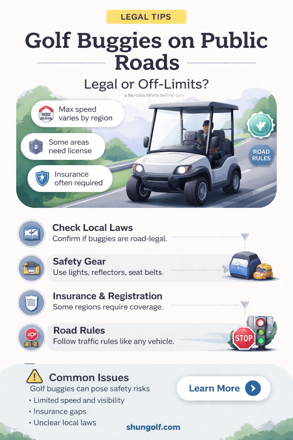are golf buggies allowed on the road