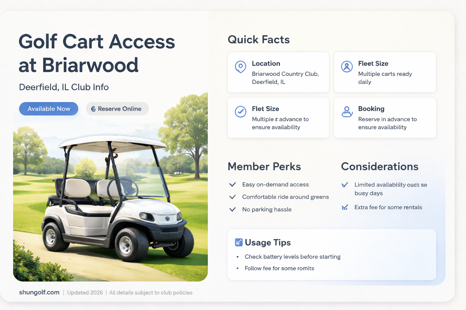 are golf carts available at briarwood country club deerfield il