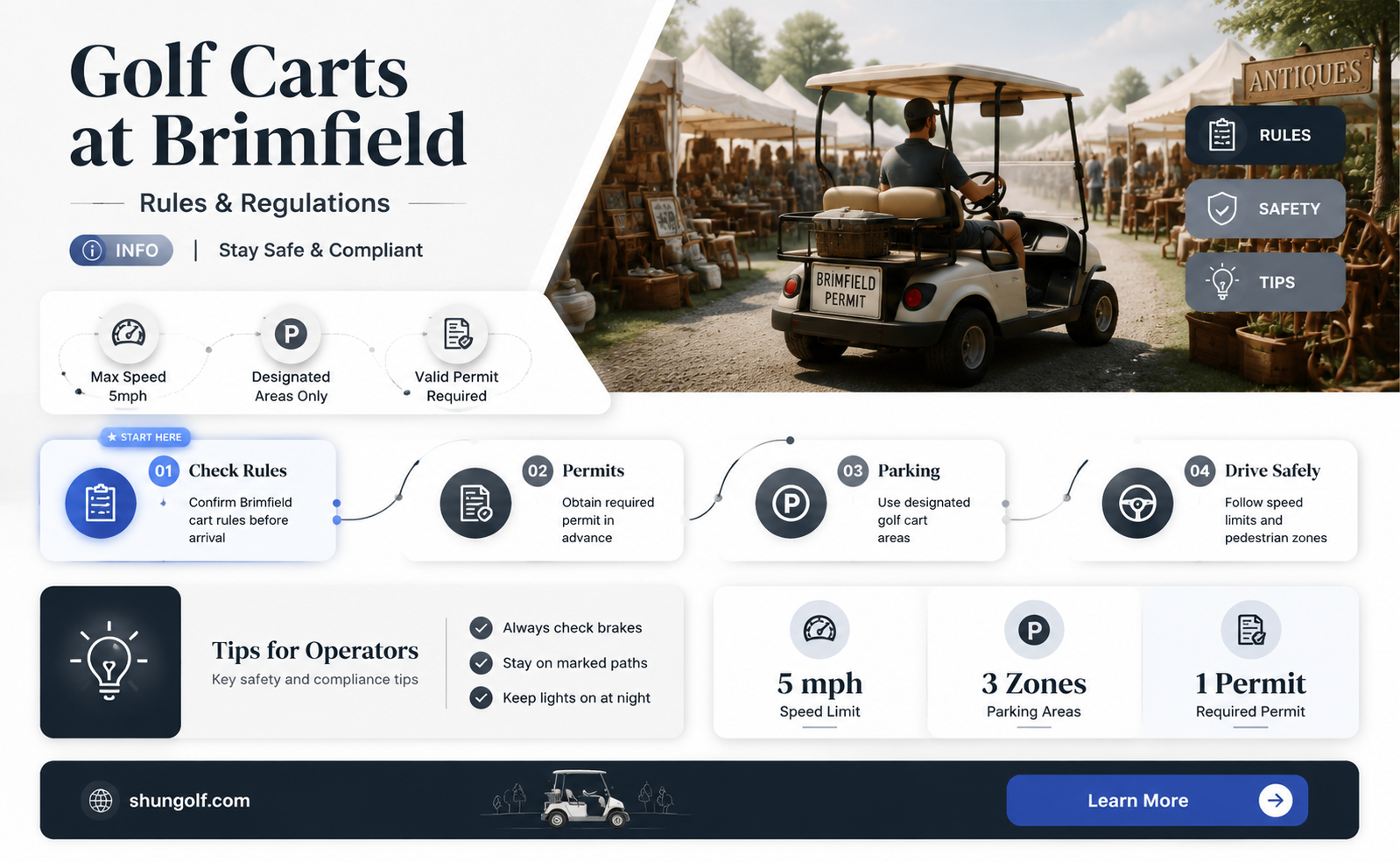are golf carts allowed at brimfield antique shows