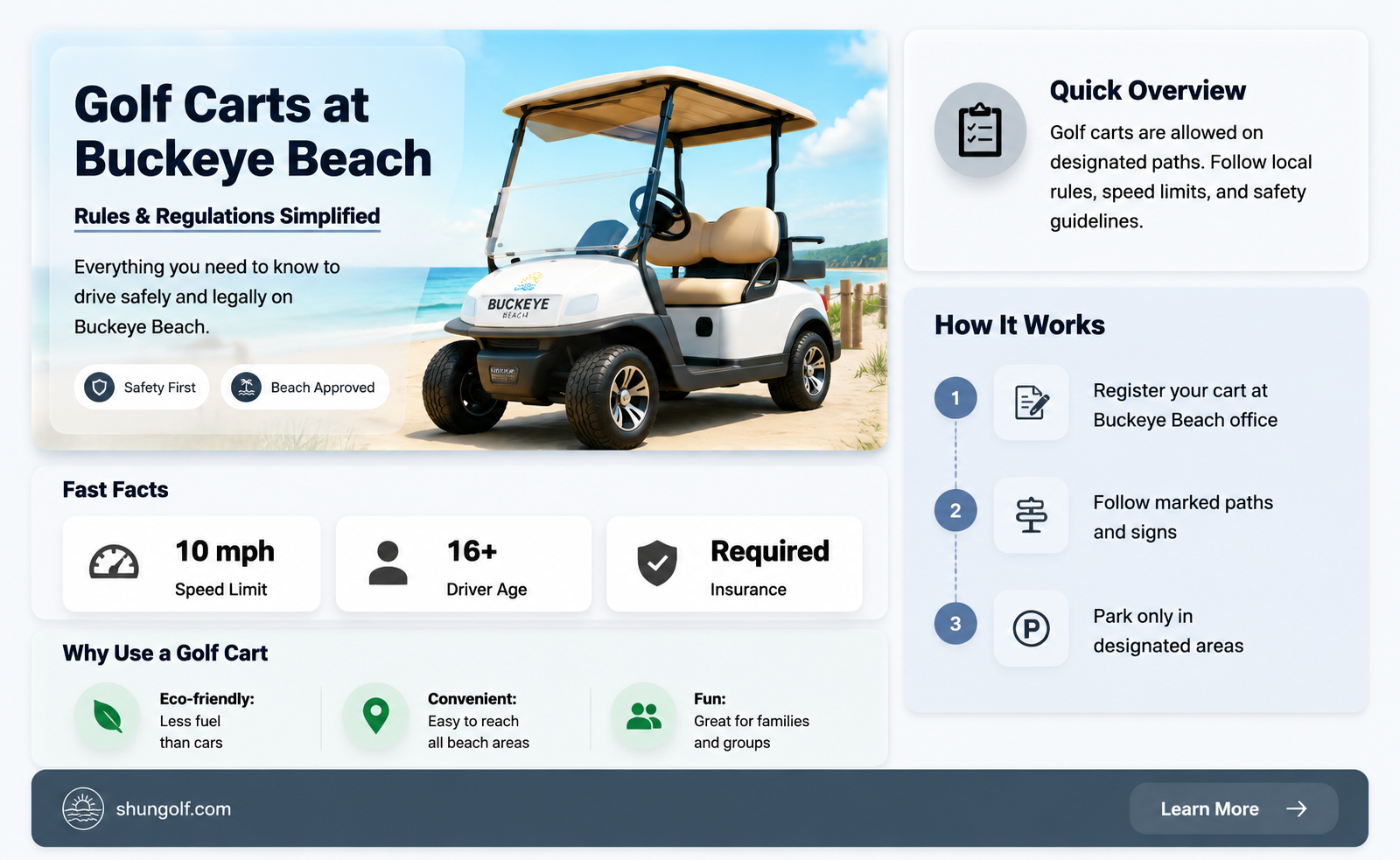 are golf carts allowed at buckeye beach