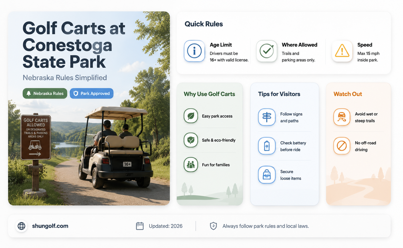 are golf carts allowed at conestoga state park nebraska