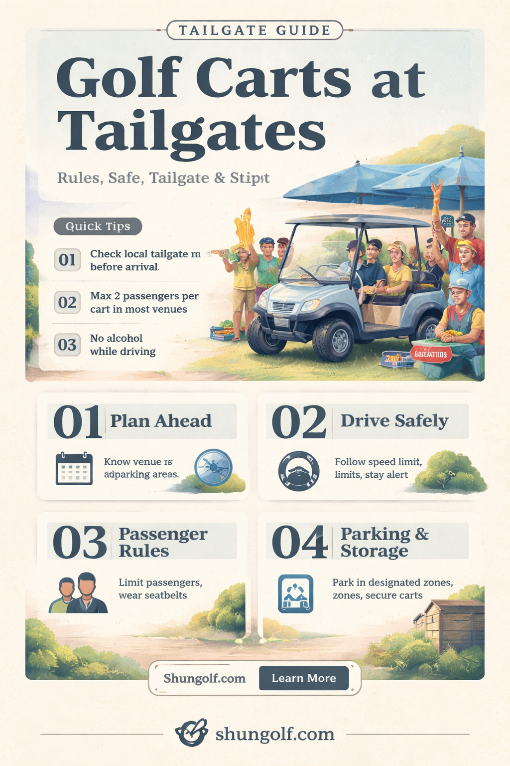 are golf carts allowed when tail gating