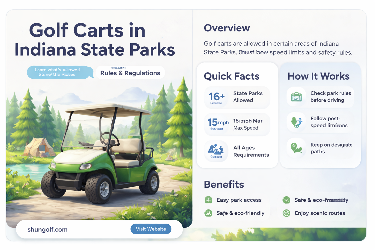 are golf carts allowed in indiana state parks