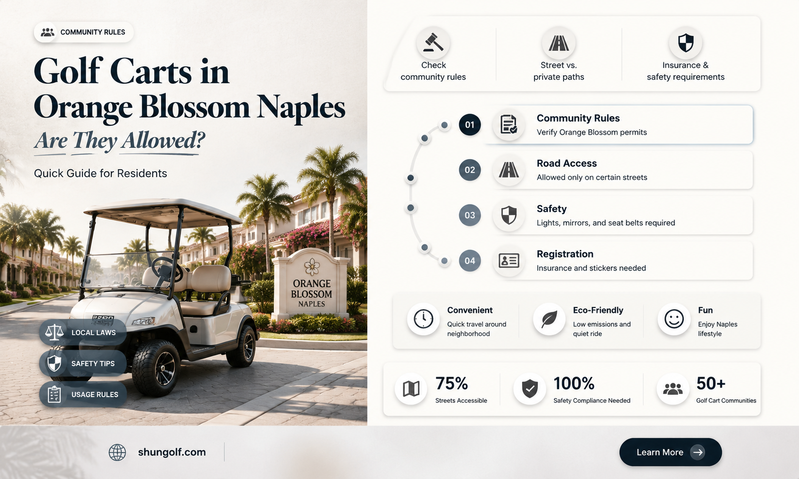 are golf carts permitted in orange blossom nsples