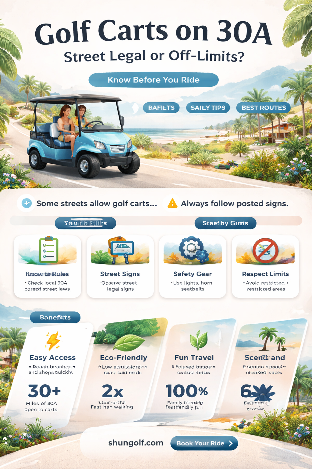 are golf carts street legal on 30a