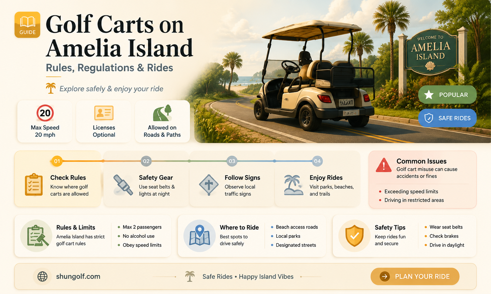 are golf carts allowed on amelia island