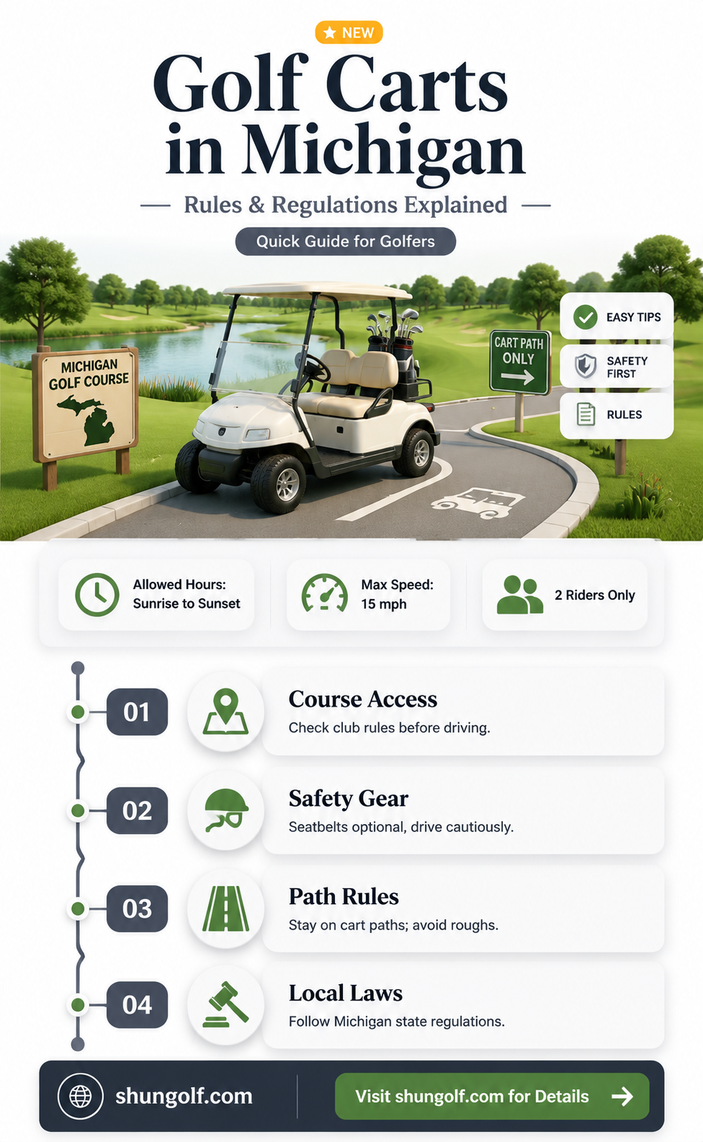 are golf carts allowed on golf courses in michigan
