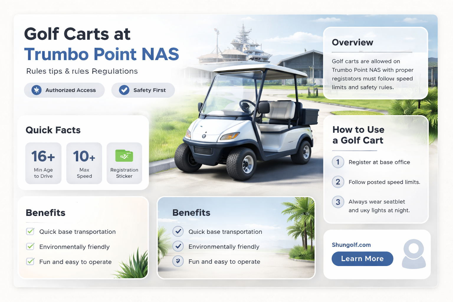 are golf carts allowed on trumbo point naval air station